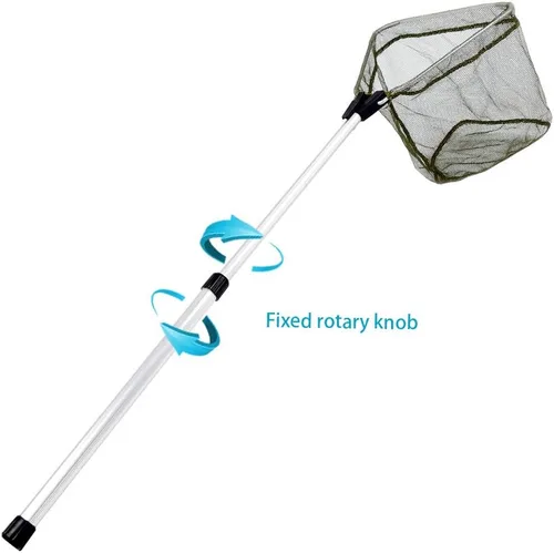 Miniatura 6 de YVLEEN Red de pesca para niños para lagos, redes de minnow para niños, mango telescópico plegable de aluminio para caña de pescar y malla de nailon