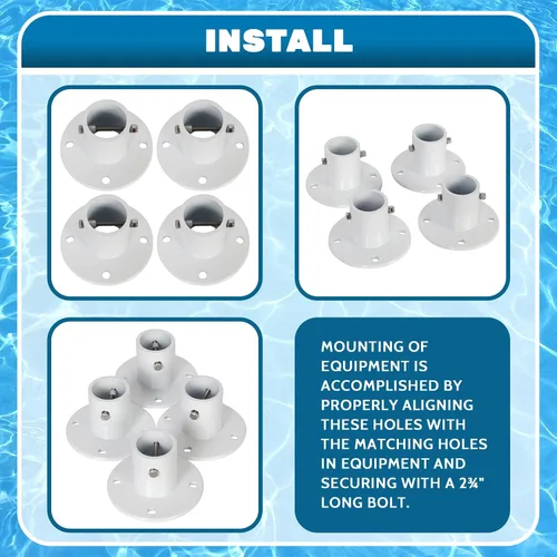 Miniatura 4 de ECOTRIC Brida de anclaje de cubierta de aluminio fundido sobre el suelo, escaleras/pasamanos/tobogán - 1 7/8 pulgadas de diámetro de 1.9 pulgadas
