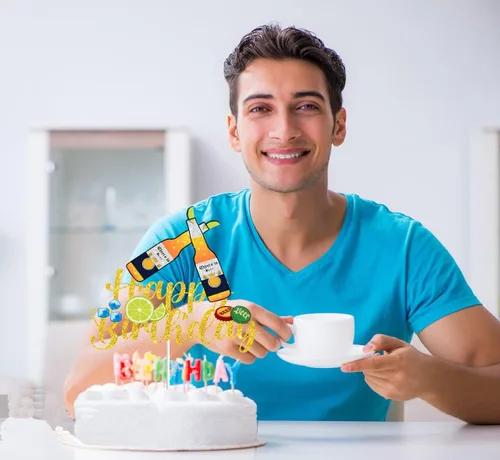 Miniatura 3 de Decoración de pastel de cerveza para hombres y mujeres, cumpleaños, Oktoberfest, suministros de fiesta temática de felicidad, vino, feliz 20, 30