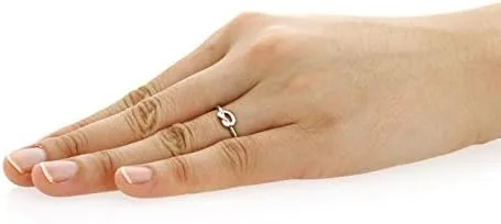 Miniatura 6 de Anillo de oro blanco sólido de 14 quilates de alto pulido liso oro celta nudo de amor anillo de promesa (tamaño 5 a 9)
