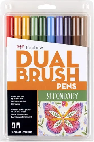 Marcadores artísticos de doble brocha Tombow, secundarios, paquete de 10.