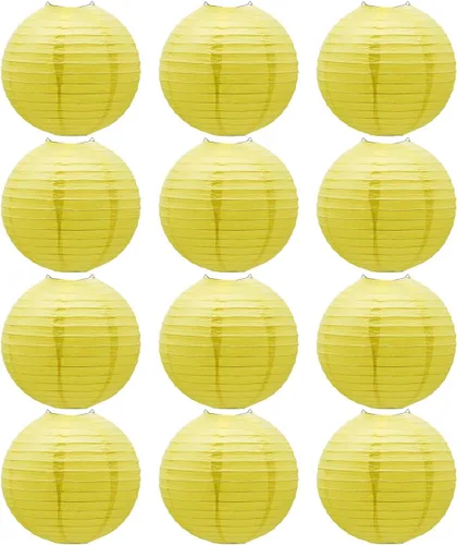 Miniatura 29 de Linternas de papel doradas chinas, japonesas, colgantes, redondas, para decoración de fiesta de Año Nuevo y Año Nuevo Lunar (12 unidades)
