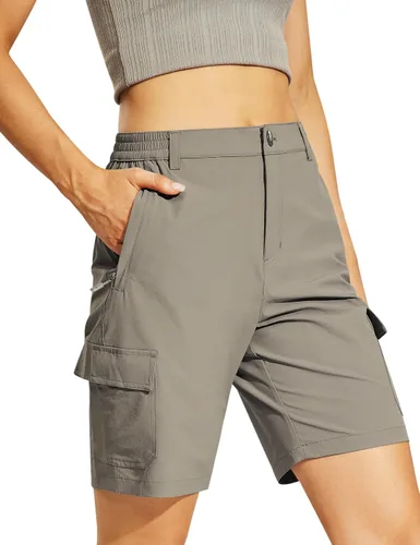 Haimont Pantalones cortos tipo cargo de senderismo para mujer con 6 bolsillos, de secado rápido, ligeros, elásticos, resistentes al agua