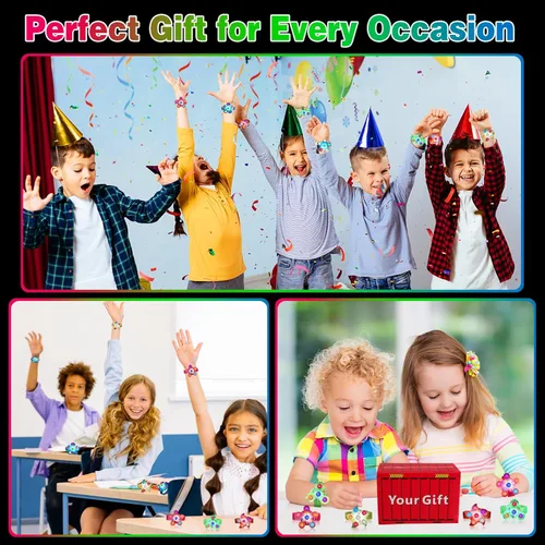Miniatura 6 de BSTDECOR Paquete de 14 Pulseras Giratorias Fidget con Luz LED, Brillan en la Oscuridad, Recuerdos de Fiesta para Niños de 4-8 y 8-12, Regalos