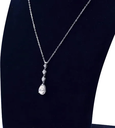 Miniatura 12 de TIANYU GEMS Collar con colgante de moissanita amarilla de 2 quilates para mujer, plata de ley chapada en oro amarillo de 18 quilates, pera amarilla