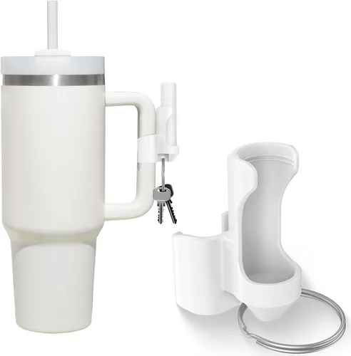 Llavero para bálsamo labial con soporte para taza - Soporte 2 en 1, accesorio para bálsamo labial para taza Stanley de 40oz, blanco