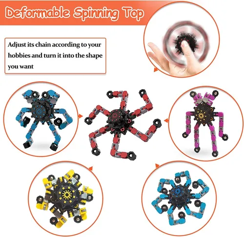 Miniatura 6 de Paquete de 12 juguetes sensoriales divertidos para ansiedad, cadena deformable, robot, giratorios, para aliviar el estrés, giroscopio, regalos