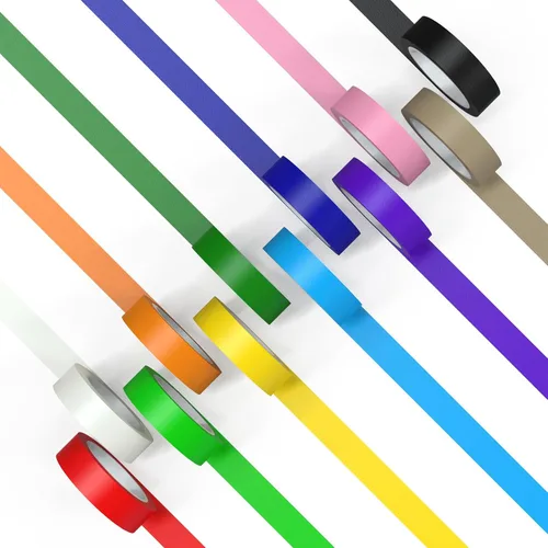 Miniatura 11 de CHIYUNS Cinta adhesiva de color, cinta de pintores de color para niños, 10 rollos de 1 pulgada de ancho x 12 yardas cada uno, cintas de papel