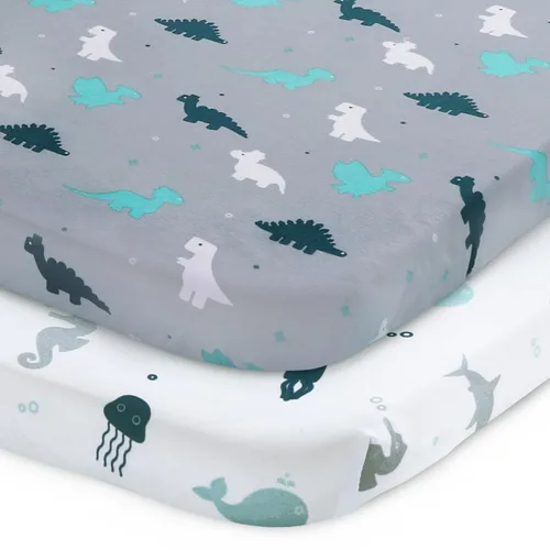 Miniatura 12 de Sábana de cuna, paquete de 2 sábanas de cuna, sábanas de cuna ultra suaves para bebés niños o niñas, ajuste universal para cuna rectangular