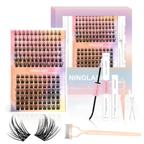 Miniatura 16 de Extensiones de pestañas naturales en racimo de pestañas finas de 0.315 a 0.472 pulgadas, racimos de pestañas cortas de aspecto natural, extensiones