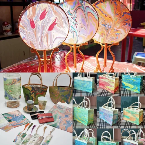 Miniatura 8 de Kit de pintura de mármol de agua de 27 piezas, pintura de agua para manualidades, juego de manualidades con patrón de mármol turco, kit de arte