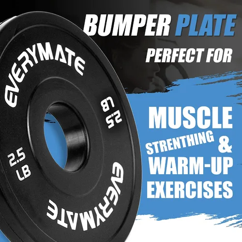 Miniatura 2 de EVERYMATE Juego de placas de peso de cambio negro, 1.25 libras, 2.5 libras, 5 libras, juego de placas olímpicas fraccionarias para entrenamiento 2.5