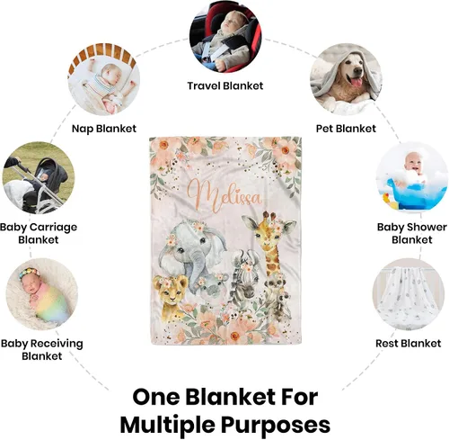 Miniatura 7 de Manta de Bebé Personalizada para Niñas, Manta de Bebé Personalizada con Nombre, Mantas Suaves y Acogedoras Personalizadas con Nombre para Niños