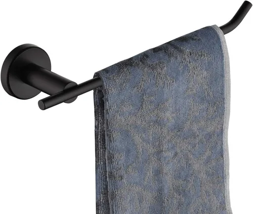 Miniatura 10 de JQK Toallero de mano negro, anillo de toalla de acero inoxidable para baño, soporte para collar de 9 pulgadas, soporte de pared negro mate, mano