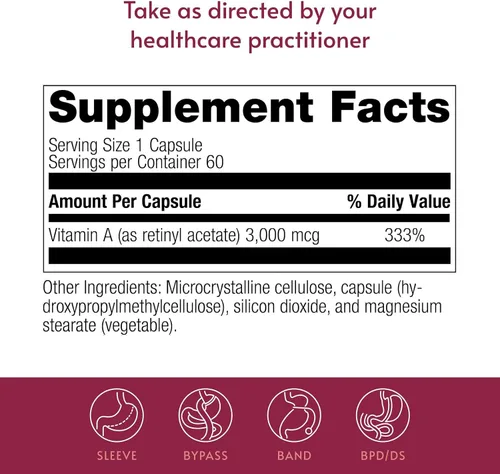 Miniatura 4 de Bariatric Advantage Vitamina A 3,000 mcg - para pacientes de cirugía bariátrica - Mini cápsulas fáciles de digerir - Suplementos de vitamina A