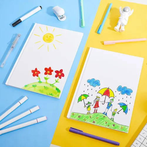 Miniatura 6 de Henoyso Libros de tapa dura en blanco para que los niños escriban historias, haz tu propio libro de manualidades sin forro, cuaderno