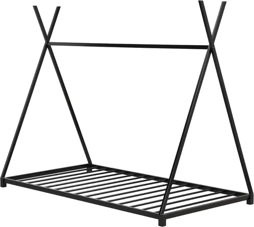 Miniatura 4 de SOFTSEA Marco de cama con plataforma de cama de piso doble con estructura triangular Negro
