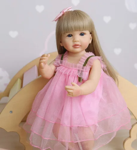 Miniatura 3 de RXDOLL Muñecas reborn de bebé de cuerpo completo de silicona y vinilo, niña de 22 pulgadas / 55 cm, muñeca realista y recién nacida, bebé de aspecto