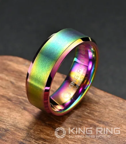 Miniatura 2 de King Ring Anillos de tungsteno de 4680.394 in Anillos de tungsteno con acabado mate superpulido, coloridos, diseñados en Estados Unidos
