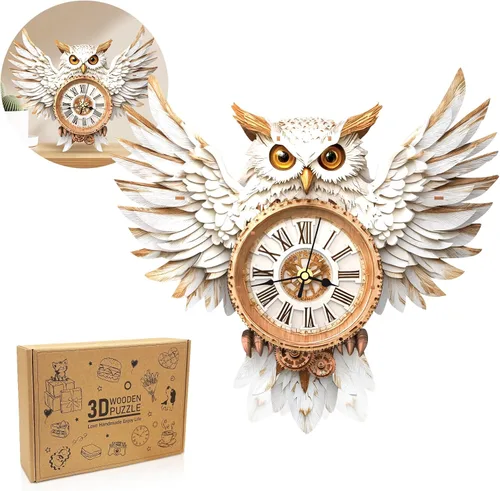 Miniatura 12 de Rompecabezas 3D para adultos, diseño de tortuga, kit de modelo, reloj mecánico de péndulo con números romanos, decoración de escritorio, hogar