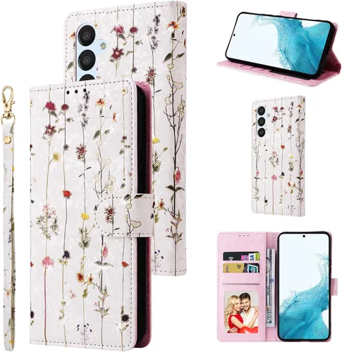 Miniatura 22 de UEEBAI Funda tipo billetera para Samsung Galaxy A16 4G/5G, cubierta de cuero PU con soporte, bloqueo RFID, funda flip con ranuras para tarjetas