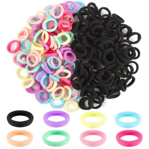 Miniatura 10 de Juego de 200 ligas para el cabello multicolor sin costuras para niñas, pulseras de telar para niños pequeños, kit de bricolaje