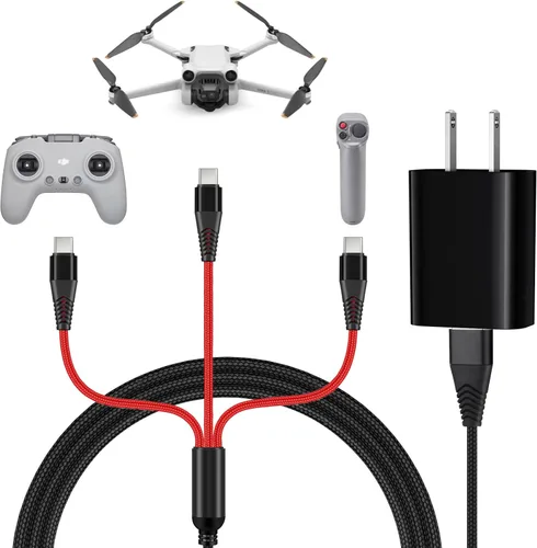 Cargador para DJI Neo, Mini 4K, Mini 2 SE, 3 Pro, 4 Pro, Air 2S, Avata, Mavic Drones, 3 en 1 USB tipo C 3A cable de carga rápida con adaptador de 18