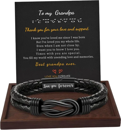 Miniatura 9 de BTYSUN Regalos para hombres, regalos del día de San Valentín para él, novio, marido, adolescentes, pulseras de cuero para hombres, regalos de amor