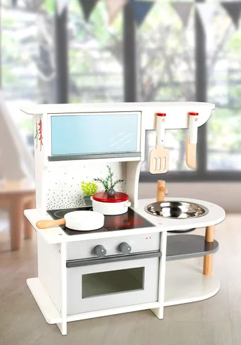 Miniatura 4 de Small Foot Wooden Toys - Cocina de juego para niños con rango, horno, fregadero de cocina y accesorios diseñados para niños a partir de 3 años