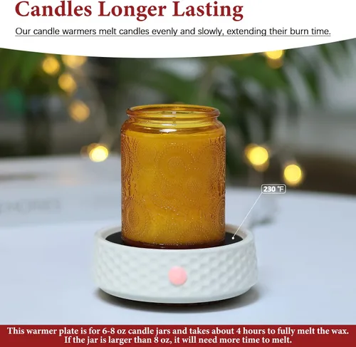 Miniatura 2 de Placa Calentadora de Velas Eléctrica Grande - Calentadores de Cera de Velas Cerámicos para Velas de Tarro, Calentador de Taza de Café, Calentadores