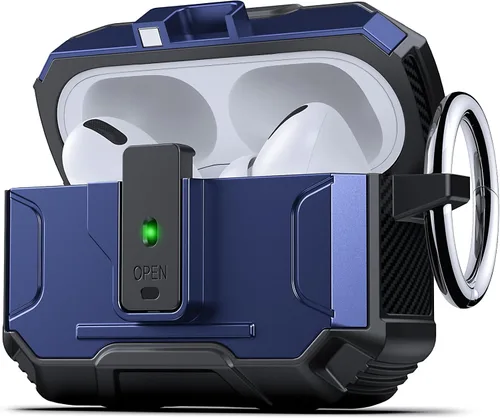 Miniatura 9 de DASFOND - Funda de armadura para AirPods de 2ª y 1ª generación, carcasa de cuerpo completo de grado militar a prueba de golpes, soporte de carga