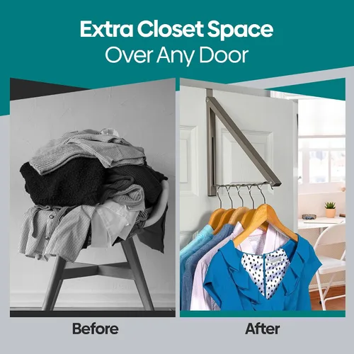 Miniatura 7 de HOLDN' STORAGE Colgador sobre la puerta - Organizador de rack plegable individual para colgar ropa, abrigos y toallas, ideal para dormitorios