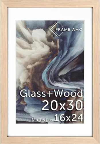 Miniatura 44 de Frame Amo Marco de póster de madera maciza de 13 x 19 pulgadas, color natural, tapete blanco para imagen de 11 x 17 pulgadas, parte frontal