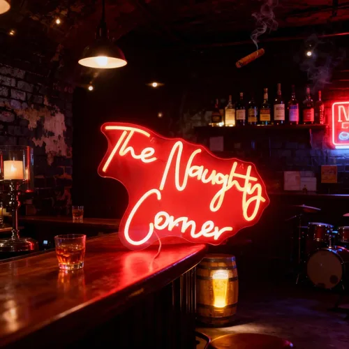 Miniatura 3 de QiaoFei Letrero LED de neón con texto en inglés "The Naughty Corner" con letras alimentadas por USB, luces de neón para habitación de niñas, hogar