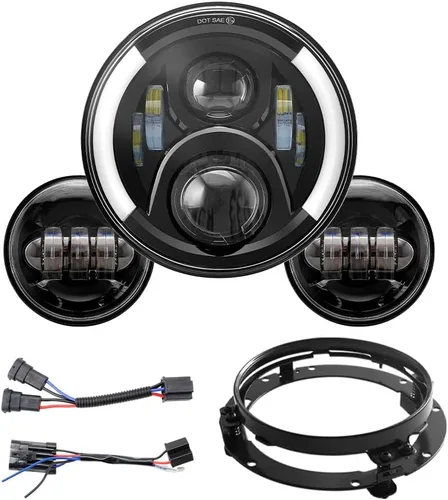 Miniatura 7 de 5-3/4 5.75 pulgadas LED faro delantero de motocicleta compatible con Harley Davidson Sportster Dyna Low Rider Street Bob lron 883 1200 Softail Wide