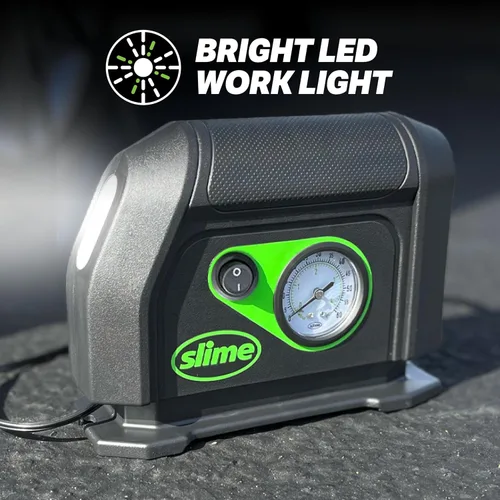 Miniatura 5 de Slime 40050 Inflador de Neumáticos, Compresor de Aire Portátil para Auto, con Dial Analógico de 100 psi, Manguera Larga y Luz LED, 12V, Inflado de 8
