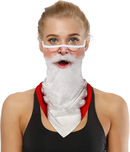 Miniatura 4 de GLUDEAR Máscara facial fea de Papá Noel, reutilizable, lavable, para el cuello, polaina para las orejas