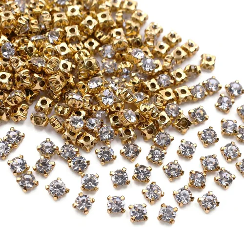 Miniatura 12 de Diamantes de imitación de 0.118 in a 0.394 in (0.394 in, 72 unidades) Metal Claws With Holes, Flatback, Clear Crystal Stones, Sewing Crafts Gems