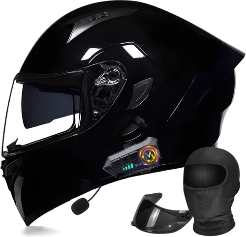 Miniatura 14 de Casco modular Moto Bluetooth con doble visera, con micrófono para Respuesta Automática Casco de Moto Homologado ECE Adecuado para Hombre Mujer
