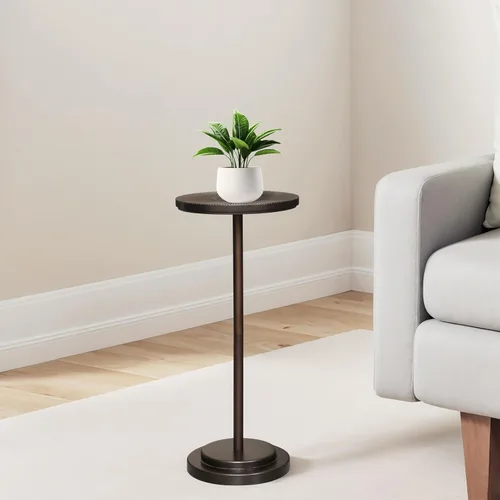 Miniatura 12 de COVLON Mesa de bebidas, mesa de Martini tallada, mesa auxiliar pequeña, mesa de pedestal con base pesada para sala de estar, dormitorio, espacio
