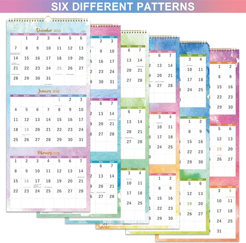 Miniatura 5 de Calendario de pared 2025 – Calendario de pared de 3 meses (plegado en un mes), enero de 2025 a diciembre de 2025, 11.25 x 26 pulgadas, calendario