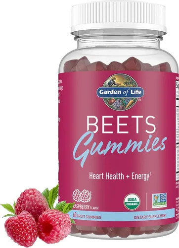 Garden of Life - Gomitas orgánicas de remolacha con vitamina D y B12, gomitas de raíz de remolacha para la salud del corazón, energía, después del