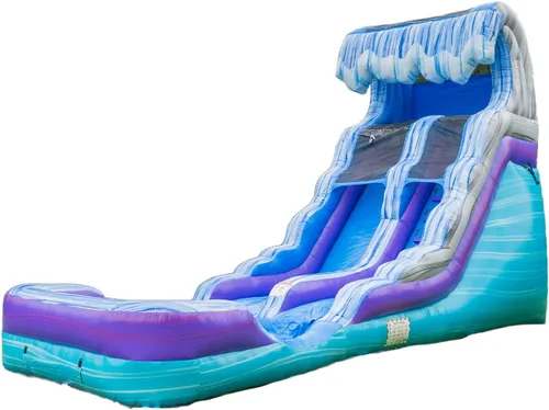 HeroKiddo Tobogán acuático inflable de 16 pies de alto con piscina y soplador acoplables, PVC de grado comercial de 24 pies de largo, tobogán húmedo