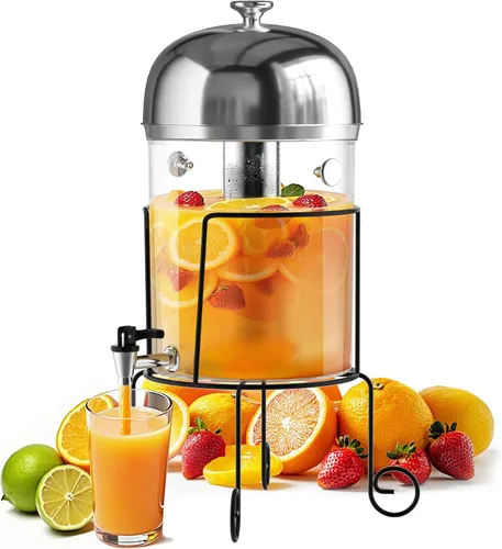 Miniatura 10 de WantJoin - Dispensador de bebidas con soporte, dispensador de bebidas para fiestas, dispensador de agua de acero inoxidable con núcleo de hielo