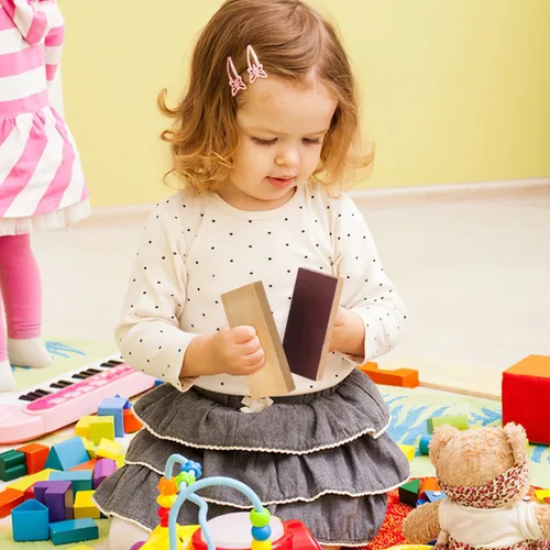 Miniatura 9 de Totority Bloques de arena de madera, instrumentos musicales, 5 pares, juguetes de percusión de madera de haya natural para niños pequeños y niños