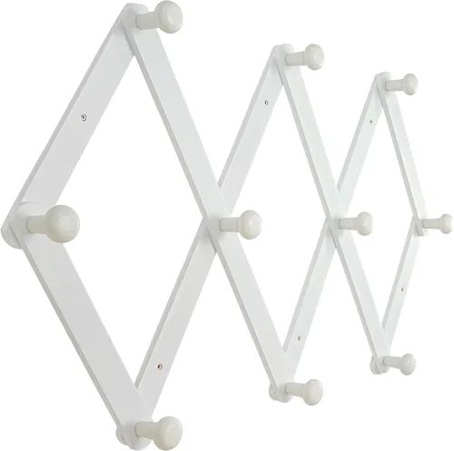 Miniatura 19 de Dseap Acordeón de pared: Perchero de pared expandible de madera de 16" de alto, soporte para sombreros, gancho de acordeón para gorras de béisbol