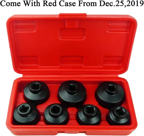 Miniatura 2 de Juego de 7 piezas de vasos para filtro de aceite incluye 24 mm, 27 mm, 29 mm, 30 mm, 32 mm, 36 mm, 38 mm. Kit de herramientas de llave de tapa
