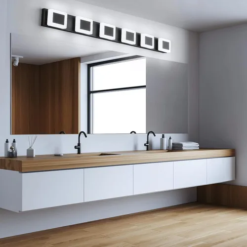 Miniatura 2 de 6 luces LED de baño sobre espejo negro acrílico moderno luces de tocador regulables luz de pared baño tocador accesorios