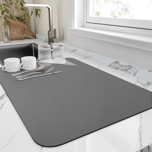 Miniatura 15 de HotLive Tapete de secado de platos para encimera de cocina, tapetes de drenaje resistentes al calor con respaldo de goma antideslizante, tapete
