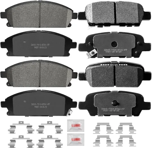 Juego de pastillas de freno de disco delanteras y traseras de cerámica con herrajes DS855 DS905 de repuesto para Nissan X-Trail 2004 2005 2006 2007